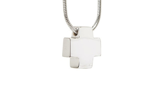 Colgante y cadena de acero Cruz, pequeño relicario para cenizas